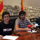 Los cupaires Natàlia Sànchez, Ignasi Sabater y Robert Sabater, este jueves, en Verges. /-GERARD VILA (ACN)