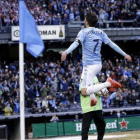 Villa celebra su primer gol en casa con el New York City.-Foto: AP / SETH WENIG
