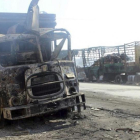 Camiones de ayuda humanitaria bombardeados cerca de Alepo.-EFE