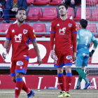 Juan Carlos, Escassi, Gus Ledes y Carlos Gutiérrez se lamentan por el gol encajado el pasado domingo ante Osasuna.-MARIO TEJEDOR