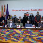 Miembros de la plataforma Soria Ya posan antes de anunciar que la plataforma concurrirá a las elecciones de Castilla y León en 2022. HDS