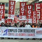 La manifestación estuvo encabezada por los secretarios generales de los sindicatos mayoriatarios.-