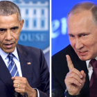 Barack Obama y Vladimir Putin.-AFP
