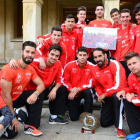 Los integrantes del Atletismo Numantino que ayer fueron recibidos en el Ayuntamiento de Soria.-Álvaro Martínez