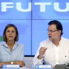 Rajoy y Cospedal, el pasado lunes, en la reunión con los presidentes del PP.-Foto: Ballesteros / EFE
