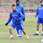 Isidoro en un entrenamiento del Numancia durante esta semana. / Álvaro Martínez-