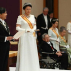 Naruhito y Masako en el Salón Pino del Palacio Imperial.-AFP