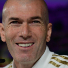 El técnico del Madrid, Zinedine Zidane, este martes en rueda de prensa.-AFP