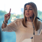 La presidenta de la Junta de Andalucía, Susana Díaz, durante un desayuno informativo de Europa Press este miércoles en Sevilla.-EFE