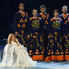 La cantante Yulia Samoylova, representante de Rusia en el Festival de Eurovisión, en el 2014, durante su actuación en la ceremonia de apertura de los Juegos Paralímpicos de Sochi, en el 2014.-Ekaterina Lyzlova