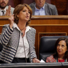 La ministra de Justicia, Dolores Delgado, en la sesión de control al Gobierno en el Congreso.-JOSÉ LUIS ROCA