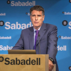 Jaume Guardiola, durante una presentación de resultados de la entidad-FERRAN SENDRA