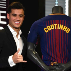 Philippe Coutinho se ha mostrado muy sonriente durante su presentación como jugador del Barça.-JORDI COTRINA