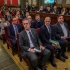 Los líderes independentistas acusados por el ’procés’, en la sala del juicio del Tribunal Supremo.-EL PERIÓDICO