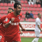 Escassi celebra un gol al Albacete esta temporada. Valentín Guisande