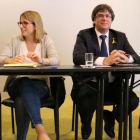 Albert Batet, Elsa Artadi, Carles Puigdemont y Josep Costa, este miércoles en Berlín.-BERNAT VILARO (ACN)