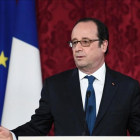 François Hollande, el pasado 8 de febrero, en un acto en el Elíseo.-STEPHANE DE SAKUTIN