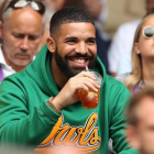 Drake, sonriente, durante un partido del torneo de tenis de Wimbledon, este miércoles.-AFP