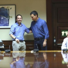 Iglesias y Sánchez, durante el encuentroque mantuvieron ayer en el Congreso.-DAVID CASTRO