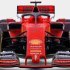 El nuevo monoplaza de Ferrari, con los nuevos colores, que conducirán Sebastian Vettel y Charles Leclerc.-EFE