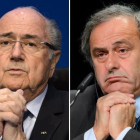 Montaje con las imágenes de Joseph Blatter (izquierda) y Michel Platini.-AFP