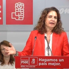 La ministra de Hacienda, María Jesús Montero, durante el acto socialista de este domingo en Mérida.-E.P.