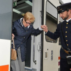 El último viaje de la segunda edición del Tren Campos de Castilla a su llegada ayer a Soria. / DIEGO MAYOR-
