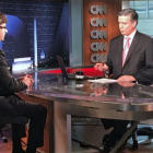 Carles Puigdemont durante la entrevista en el plató de la CNN en Washington.-
