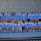 Las integrantes de la concentración infantil femenina de balonmano que durante estos días han estado entrenando en Soria.-Valentín Guisande