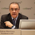 El presidente de Cellnex, Tobías Martínez, en la presentación de resultados del ejercicio del 2017.-JOAN CORTADELLAS (EL PERIÓDICO)