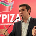 Alexis Tsipras, primer ministro griego, interviene ante el comité central de Syriza este sábado, en Atenas.-Foto EFE / PANTELIS SAITAS