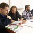 Miembros del Comité de Empresa, ayer en la rueda de prensa.-Luis Ángel Tejedor