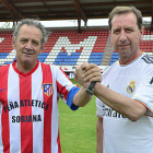 Enrique Bravo y Javier Jiménez, presidentes de la Peña Atlética Soriana y la Peña Madridista Soriana. / ÁLVARO MARTÍNEZ-