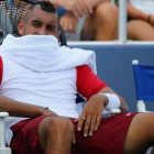 El tenista australiano Nick Kyrgios toma un descanso durante un encuentro en Cincinnati-Foto: AFP / MADDIE MEYER