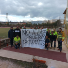 Pancarta de protesta de trabajadores de la BRIF de Lubia en las instalaciones de los antiguos Pajaritos de Soria. BRIF LUBIA