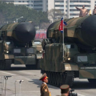 Misiles en el desfile militar del pasado 15 de abril en Pionyang, en Corea del Norte-AFP/ ED JONES