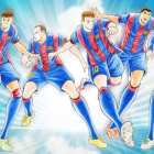 Neymar, Iniesta, Messi, Suárez y Piqué, en la ilustración del dibujante japonés Yoichi Takahashi-