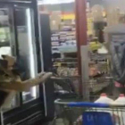 Captura de pantalla del perro conduciendo un carrito de la compa en un supermercado junto a su amo-TWITTER @ASHLEENN_
