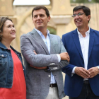 El líder de Ciudadanos, Albert Rivera, y su jefe de filas en Andalucía, Juan Marín, en Córdoba /-RAFA ALCAIDE (EFE)