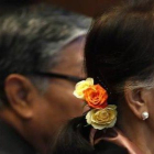 La líder birmana Aung San Suu Kyi, en el juicio por el genocidio de la minoría rohinya que se celebra en La Haya.-PETER DEJONG (AP)