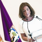 Ana Botella, durante la lectura del comunicado en que anunció su intención de no presentarse.-EFE / LUCA PIERGIOVANI