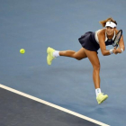 Garbiñe Muguruza, en el partido de este jueves, jugado contra la croata Mirjana Lucic-Baroni.-AFP / GREG BAKER