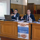 De izquierda a derecha, Bejarano, Sánchez Siscart y Borque, ayer, al inicio de la jornada sobre mediación celebrada en Soria.-MARCOS DE MIGUEL
