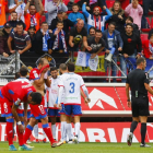 Escassi y Unai Medina se lamentan tras encajar un gol durante uno de los partidos de esta temporada.-MARIO TEJEDOR