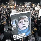 Manifestación de Pegida contra la política de Merkel sobre refugiados.-
