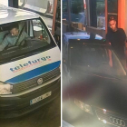Dos yihadistas con la furgoneta y el Audi usados en los atentados de BCN y Cambrils, captados justo una semana antes en el peaje de Cambrils.-COLPISA