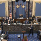 Imagen de la sesión del ’impeachment’ de este sábado en el Senado.-AP
