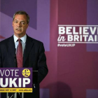Nigel Farage, en un acto electoral de UKIP.-