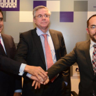 Carlos Martínez, Luis Rey y Jorge Tarragó, ayer tras la comparecencia-A. M.