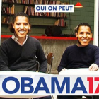 Cuatro activistas que sueñan con tener a Barack Obama como presidente de la República lucen caretas con el rostro del antiguo inquilino de la Casa Blanca.-